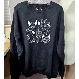 Sweatshirt Crew Neck Jumper Black Cat XL Goblincore Wiccan Halloween Goth